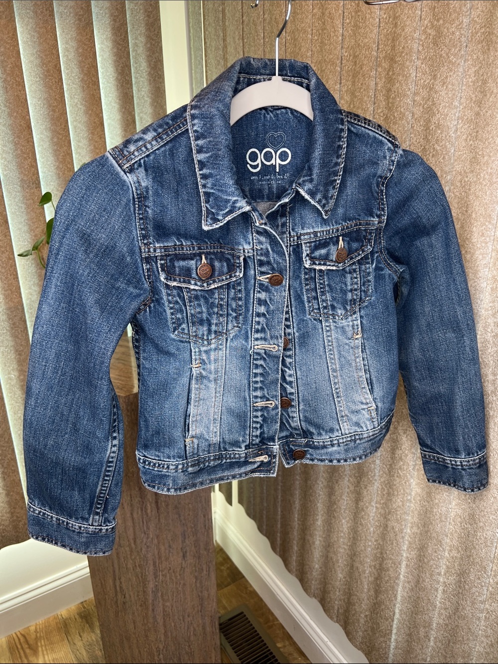 GAP Kids Dark Blue Denim Jacket - Button Front Trucker Girls S-M